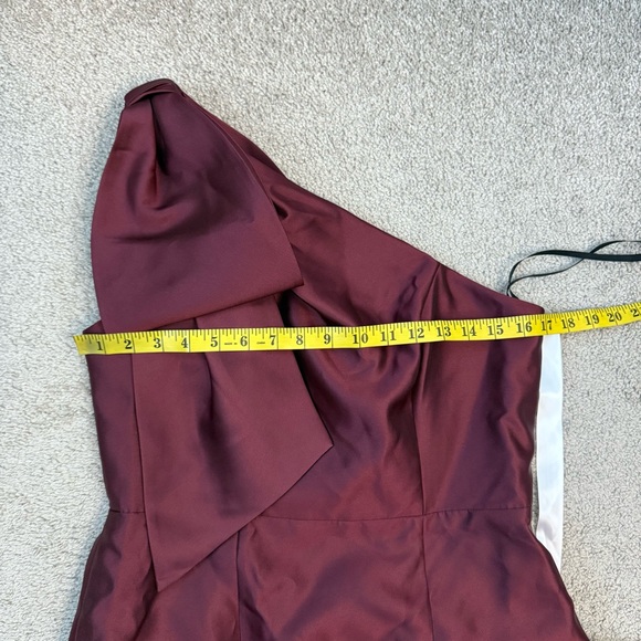 Alfred Sung D861 Bow One‎ Shoulder Column Gown Cabernet Red 10 - Picture 4 of 6